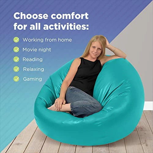 Bean Products Large Vinyl Bean Bag Chair | Filled W/Polystyrene Beads & CertiPUR Foam | Made In USA | 36”W, 36”L, 40”H | 20lb | Available In 2 Sizes | Perfect For Adults, Teens & Kids | Dark Navy - Image 3