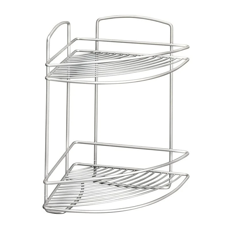 Metaltex Onda 2-Tier Corner Bathroom Shelf, Silver