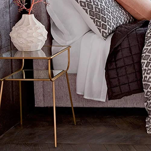 EKR Bedside Table Night Stands Side Table Tempered Glass Top For Bedrooms Living Room Mid Century Accent Metal Gold End Table Modern Living Furniture Home And Kitchen - Image 5