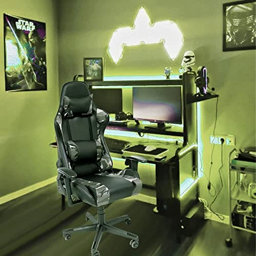 AudioTek Silla Gamer Video Juegos Gaming Reclinable C贸moda Consolas Pc Juegos Camuflaje Excelente Calidad Premium Computadora Ergonomica - Image 4