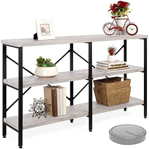 Best Choice Products Large Console Table, 3-Tier 55in Rustic, Industrial Sofa Table Storage For Living Room, Entryway, Foyer, Hallway W/EVA Non-Scratch Feet, Steel Frame - Brown - Image 10