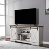Amerlife TV Stand Sliding Barn Door Modern&Farmhouse Wood Entertainment Center, Storage Cabinet Table Living Room With Adjustable Shelves For TVs Up To 65", Distressed White&Rustic