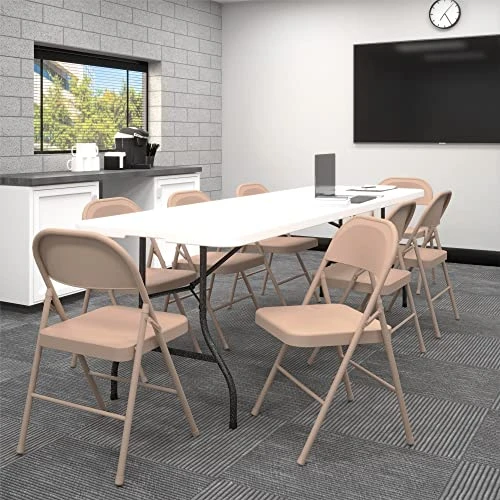 CoscoProducts COSCO All- Steel Folding Chair, 4-Pack, Antique Linen - Image 2