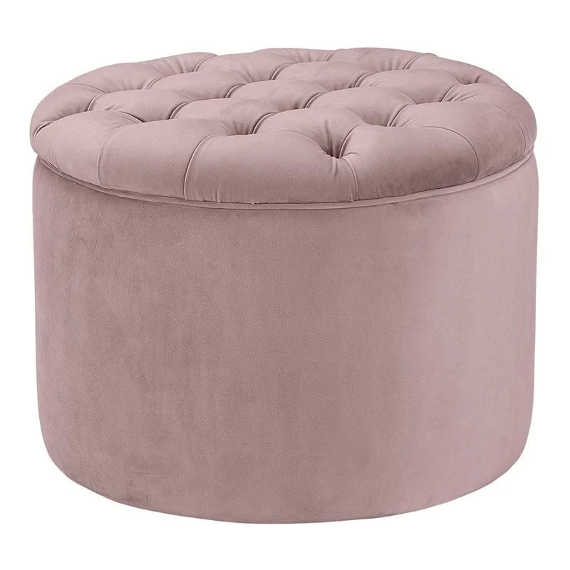 TOV Furniture Queen Velvet Storage Ottoman, Blush