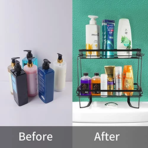 Petisal Over The Toilet Storage, 2-Tier Bathroom Organizer Shelves, Multifunctional Toilet Rack,Space-Saving Storage,Bathroom Decor,Bathroom Furniture(Black) - Image 3