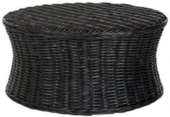 SAFAVIEH Home Collection Ruxton Black Rattan Round Coffee Table Ottoman