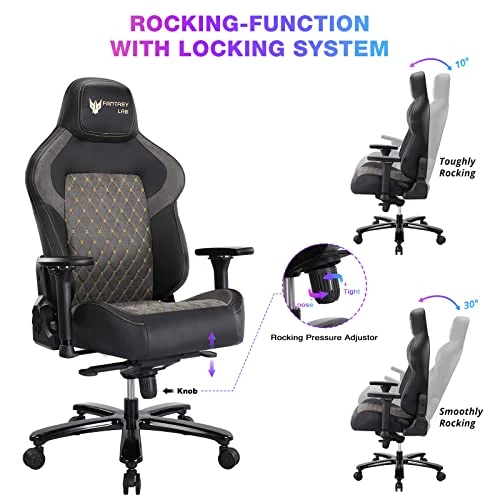 VON RACER Big And Tall Gaming Chair 440lb Gamer Chair With Gel Cold Cure Foam Lumbar Big And Tall Office Chair 4d Adjustable Arms Heavy Duty Metal Base Computer Chair For Gamers Office Workers - Image 5