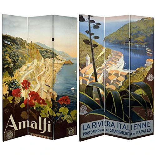 Oriental Furniture 6 Ft. Tall Double Sided Amalfi/Riviera Canvas Room Divider