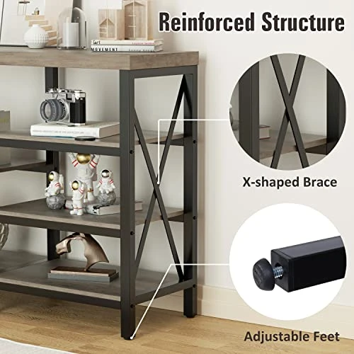 LGHM Console Tables For Entryway, Sofa Console Table Narrow With 5-Tier Storage Shelves For Living Room, Couch Hallway Table For Hall, Entry, Gray Wash - Image 2