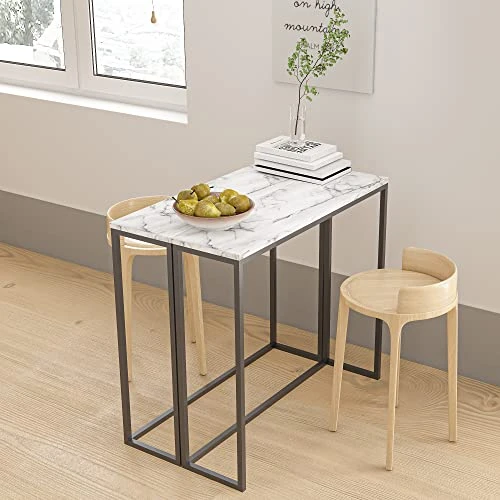 Tilly Lin 36" Faux Marble Top Console Table With Black Metal Frame, Rectangular Shape Sofa Table For Entryway, Bar Table For Dining Room, Couch Table, Display Table For Living Room, Hallway, Foyer - Image 3