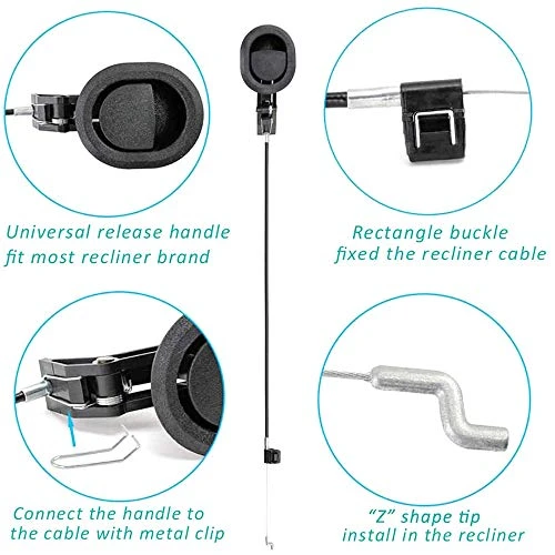 Ttmagic Sofa Chair Recliner Release Pull Handle 3" By 3.5" Replacement Parts With Cable, Fits Ashley Lazy Boy And Most Recliner Brands Couch Sofa Chair Furniture, Exposed Cable Length 4.9" - Image 4