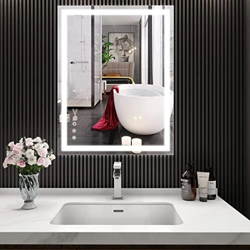 BesMirror 40’’x24’’ Bathroom Mirror With Lights, Anti-Fog Wall Mounted LED Vanity Mirror With 3 Color, Shatter-Proof, Stepless Dimmable, Frameless, Smart Touch Button, Horizontal/Vertical - Image 6