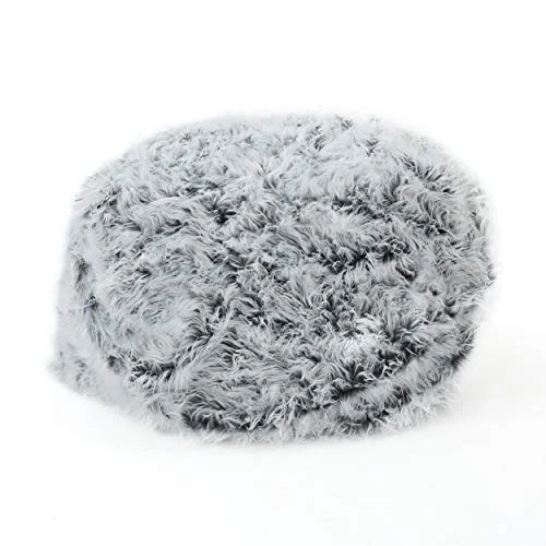 GDFStudio Lycus Faux Fur Bean Bag Chair (Silver Grey) - Image 4