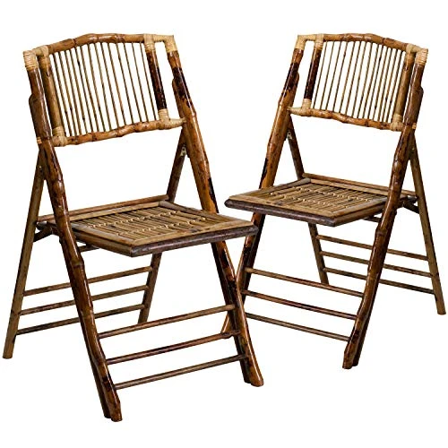 EMMA + OLIVER 2 Pack Commercial Event Party Rental Bamboo Folding Chair - Image 4