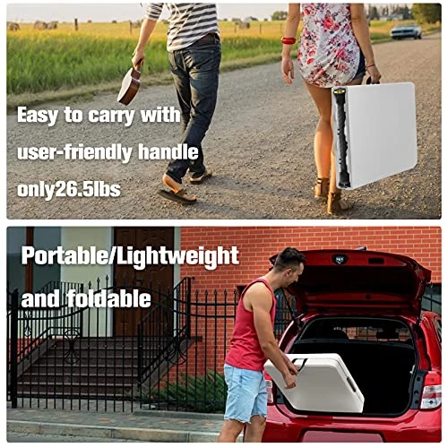 Byliable Folding Table 6ft Portable Heavy Duty Plastic Fold-in-Half Utility Foldable Table Plastic Dining Table Indoor Outdoor For Camping, And Party, White - Image 4
