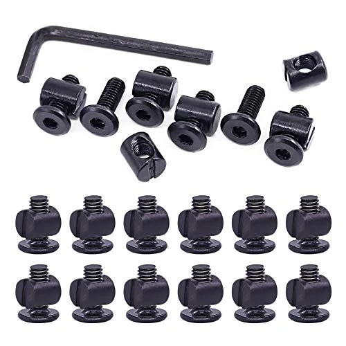 Swpeet 51Pcs Black M6 × 15mm Crib Hardware Screws, Hex Socket Head Cap Crib Baby Bed Bolt And Barrel Nuts With 1 X Allen Wrench Perfect For Furniture, Cots, Crib Screws (M6x15mm)