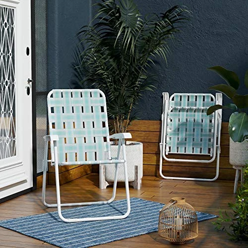 Novogratz Poolside Gossip Collection, Priscilla Folding Chairs, 2-Pack, Aqua Haze - Image 4