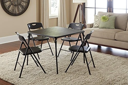 COSCO 5-Piece Folding Table And Chair Set, Black - Image 3