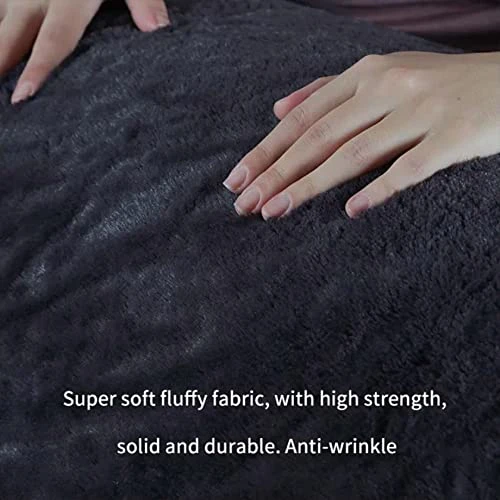 NINIANG Round Bean Bag Chair Cover Only (no Filler), Soft Velvet Large Bean Bag Couch With Sturdy Zipper Floor Couch Living Room Furniture, Dark Grey 6FT (150*75cm) - Image 3