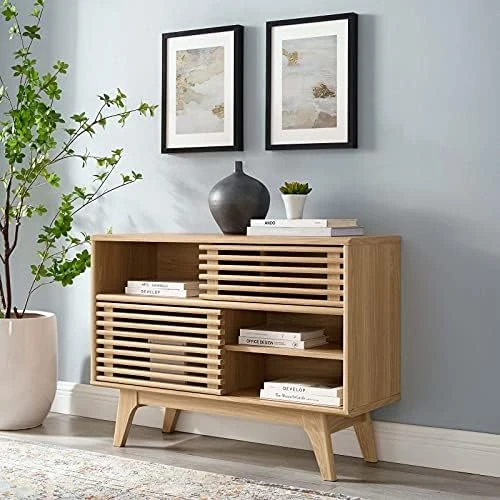Modway Render Mid-Century Modern Two-Tier Display Stand In Walnut - Image 10