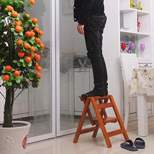 WFZCP Solid Wood Scale Stool Armchair Foldable Stool 2 Multifunctional Steps Folding Solid Wooden Chair Wood (Color : White) - Image 3