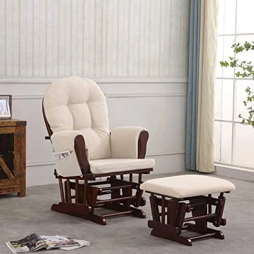 REJOICE HOME Atoll Glider With Ottoman, Black/Beige - Image 11