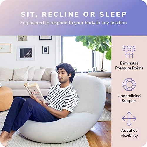 Moon Pod Adult Beanbag Chair, Gray – The Zero-Gravity Bean Bag Chair For Stress, Comfort, And All Day Deep Relaxation – Ultra Soft And Ergonomic Support For Back And Neck – For The Whole Family - Image 4