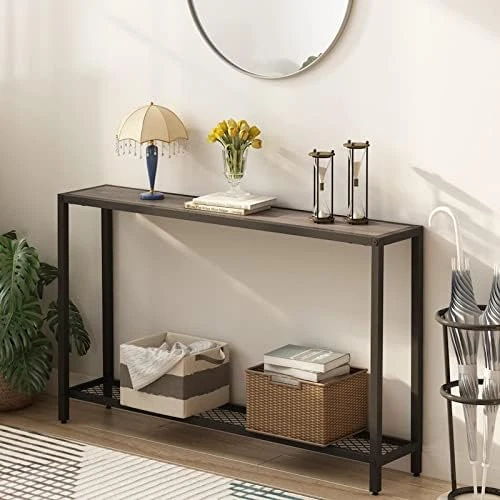 YEAR COLOR Console Table Narrow Sofa Table Entryway Table Sofa Table Narrow Long, Industrial Couch Table Hallway Table With Steel Frame For Living Room/Foyer - Image 7
