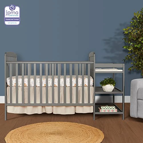 Dream On Me Anna 3-in-1 Full-Size Crib And Changing Table Combo In Steel Grey, Greenguard Gold Certified, Non-Toxic Finishes, Includes 1" Changing Pad, Wooden Nursery Furniture - Image 4