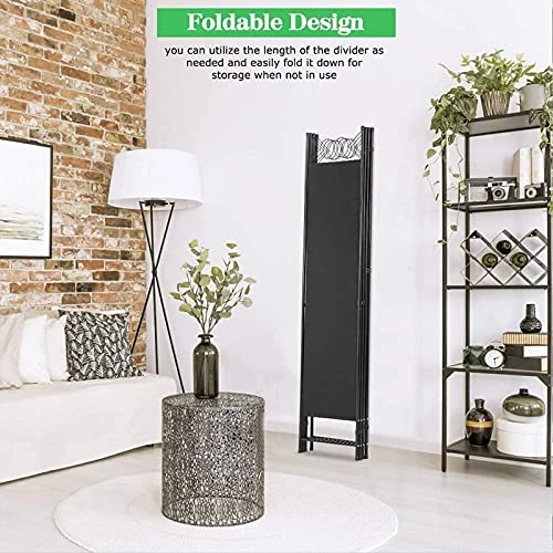 Hkeli Room Dividers 4 Panel Folding Privacy Screen 6.8FT Wall Divider With Steel Frame Portable Screen Freestanding Room Separating Divider Wall For Home Office Bedroom Black - Image 2