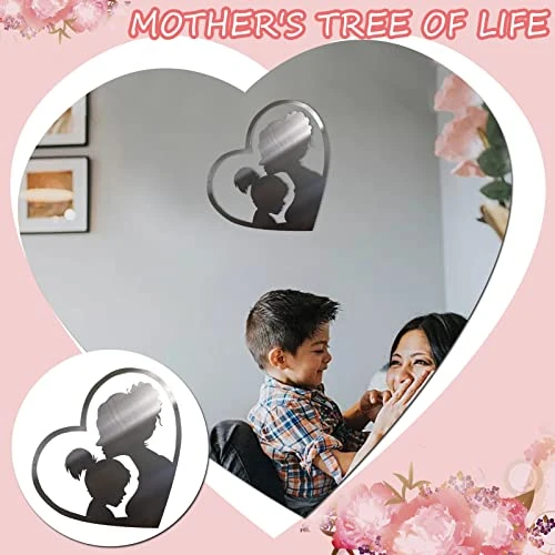 Easter Paper Products Metal Heart Gifts Mother For Windows Is Mom Is Metal Heart For Mother Day Stained Metal Gift Idea With Flower Gift Day Mom Hangs Christmas Holiday Decorations (silver, One Size) - Image 5