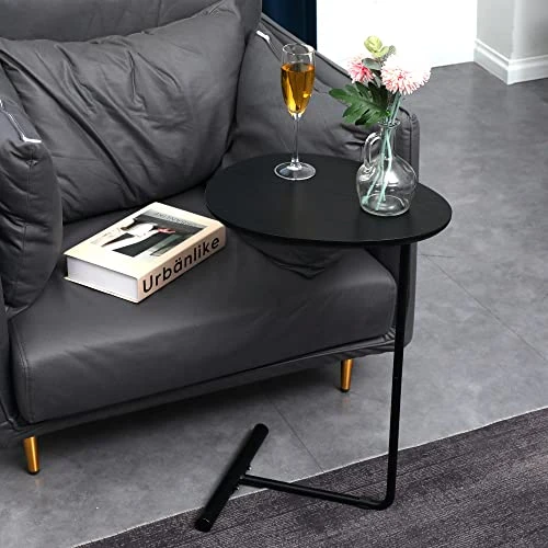 C Table,Couch Tables That Slide Under,C Shaped Side Table,Sofa End Table For Living Room Bedside Bathroom Snack Coffee Laptop Tables,Egg Oval-Shaped,Metal Frame,Easy Assembly Black(Upgraded) - Image 4