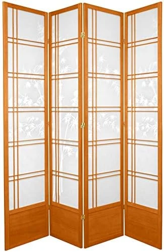 Oriental Furniture 7 Ft. Tall Bamboo Tree Shoji Screen - Honey - 5 Panels - Image 7