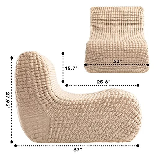 ALIMORDEN Accent Bean Bag Couch For Adult, Soft Plush Lounge Chair Lazy Leisure Sofa For Living Room, Bedroom, Salon, Office, Champagne - Image 2