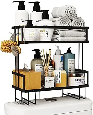 Tristonsong 2-Tier Bathroom Over The Toilet Storage Shelf Countertop Organizer Kitchen Storage Organization With Wire Bracket White - Image 5