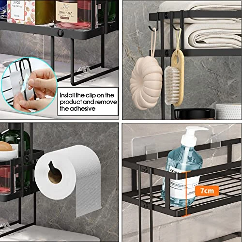 CD HOME Bathroom Organizer Counter Shelf, Over The Toilet Storage, 3-Tier Bathroom Organizer Shelves, Multifunctional Toilet Rack,No Drilling Space Saver With Wall Mounting Design - Image 4