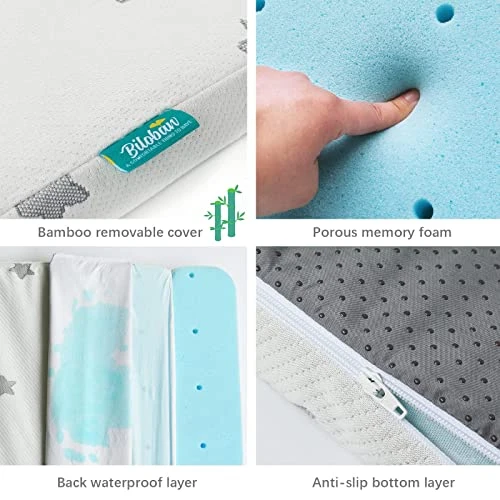 Waterproof Mini Crib Mattress Topper 38" X 24" With Memory Foam & Bamboo Removable Cover, Fits For Dream On Me, Davinci & Delta Children Mini Crib - Image 4