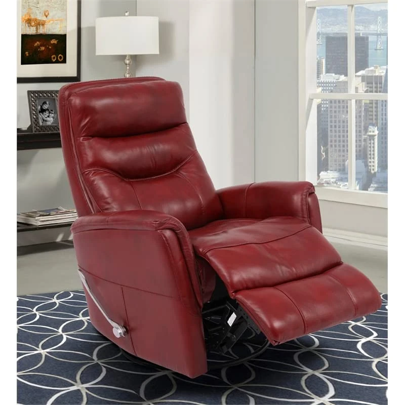 Home Square Leather Manual Swivel Glider Recliner In Red - Set Of 2 - Image 4