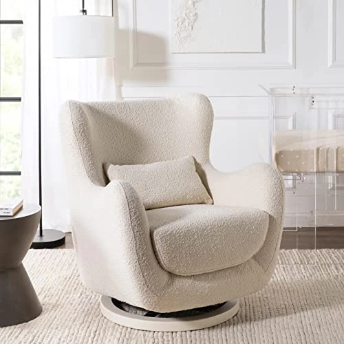Nursery Works Solstice Swivel Glider In Ivory Boucle With Ivory Wood Base, Greenguard Gold Certified And CertiPUR-US® Certified - Image 3