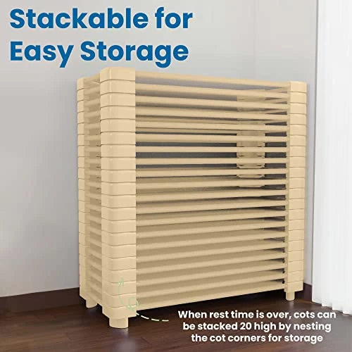 ECR4Kids Stackable Kiddie Cot, Standard Size, Classroom Furniture, Ready-To-Assemble, Sand, 6-Pack - Image 4