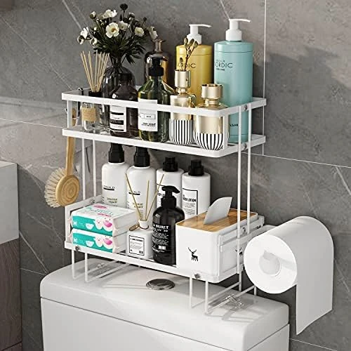 Godboat Over The Toilet Storage, 2-Tier Bathroom Organizer Shelves, Multifunctional Toilet Rack,No Drilling Space Saver With Wall Mounting Design (Black) - Image 8