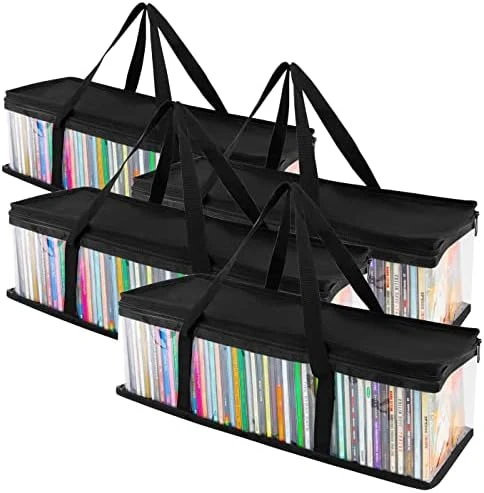 Stock Your Home CD Storage Bags (6 Pack) - Transparent PVC Media Storage - Water Resistant CD Holder Case With Handles - Clear Plastic Carrying Game Bag Storage For CDs, Albums, Video Games, Books - Image 7