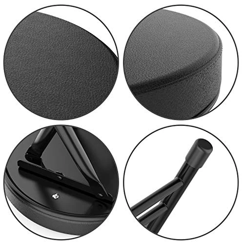 Folding Stool,Cushioned Padded Folding Stool 18.1 Inch,Brown Portable Heavy Duty Collapsible Padded Round Stool - Image 2