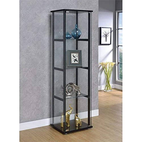BOWERY HILL 4-Shelf Glass Curio Cabinet Display Case In Black - Image 2