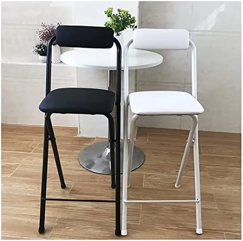 UDHSV Collapsible Bar Chairs With Backrest Footrest,Folding Bar Stools Padded,bar Stools With Back,Folding Tall Bar Stools For Kitchen Gameroom,White,29.5in - Image 11