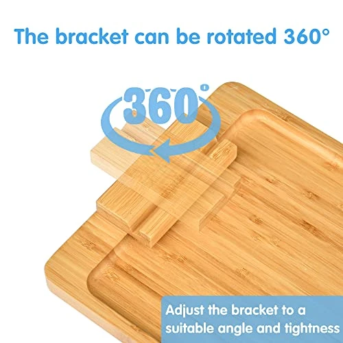 NAVREX Couch Arm Tray Table Clip On Sofa, Coffee Table Tray, Sofa Armrest TV Tray With 360° Rotating Phone Bracket, Bamboo Couch Arm Tray, Living Room Table, Gift For Mom Dad Or Friends - Image 4