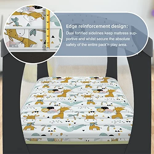 Moonlight Family Noiseless 3β Pack N Play Mattress, 38βx26β Premium Foam Portable Pack And Play Mattresses, Odorless & Steady Playard Mattress Fits ONLY Playpens (28.5 * 39.5"), Giraffe - Image 4