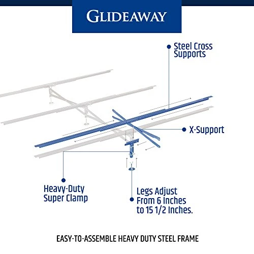 Glideaway X-Support Bed Frame Support System, GS-3 XS Model - 3 Cross Rails And 3 Legs - Strong Center Support Base For Full, Queen And King Mattress, Box Springs, And Bed Foundations - Image 5