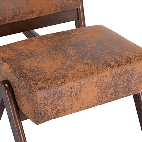 Voqoomkl Rocking Chair With Ottoman, Mid-Century Fabric Upholstered Armchair With Thick Padded Cushion & High Backrest, Accent Glider Rocker Chair With Side Pocket For Living Room Bedroom, Coffee - Image 4