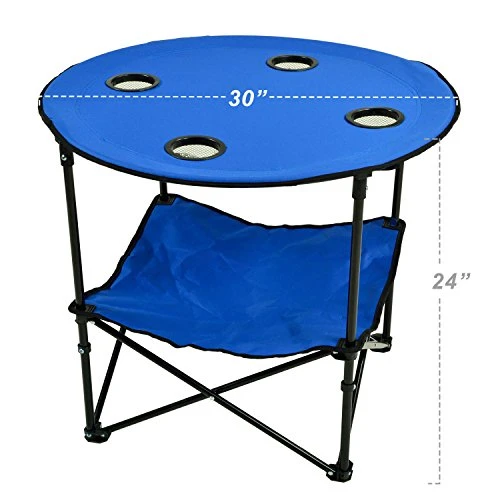 Picnic At Ascot Canvas Travel Folding Table, Royal Blue - Image 4